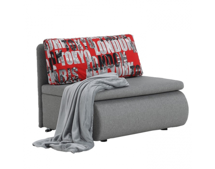 Rozkladacie kreslo s úložným priestorom Keny New - sivá / vzor (Tokyo red)