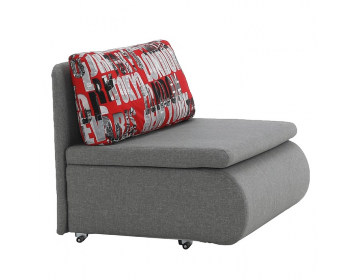 Rozkladacie kreslo s úložným priestorom Keny New - sivá / vzor (Tokyo red)