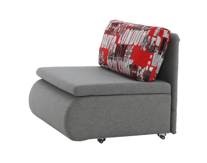Rozkladacie kreslo s úložným priestorom Keny New - sivá / vzor (Tokyo red)