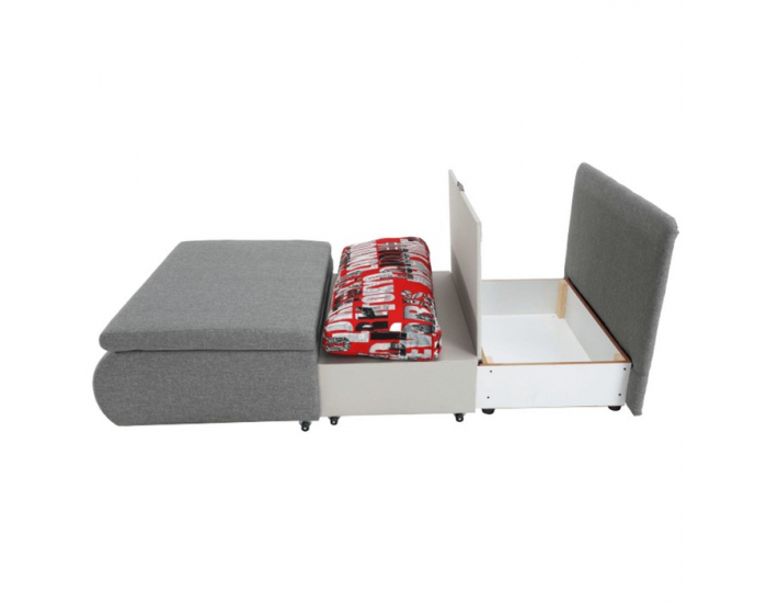 Rozkladacie kreslo s úložným priestorom Keny New - sivá / vzor (Tokyo red)