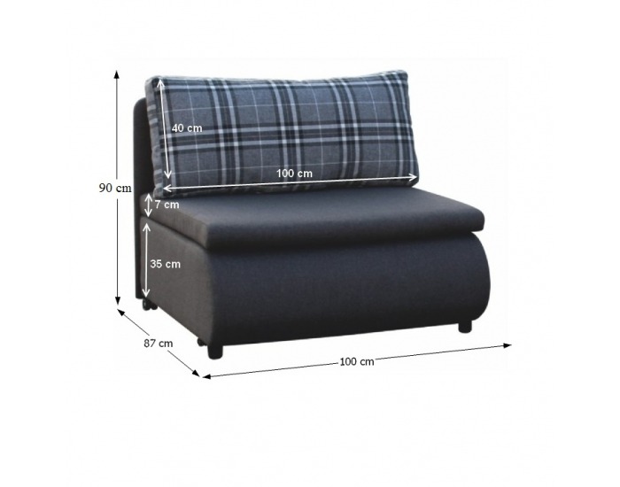 Rozkladacie kreslo s úložným priestorom Keny - sivá / vzor