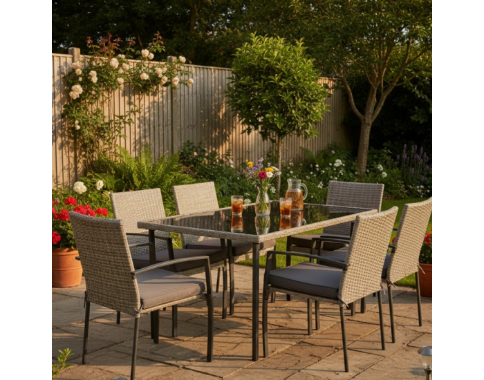 Záhradný set z umelého ratanu Keon - sivá