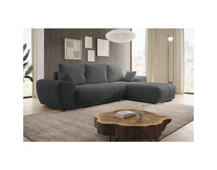 Rohová sedačka s rozkladom Kerim Roh L/P - tmavosivá