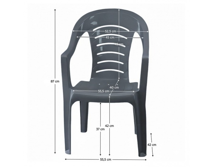 Záhradné stohovateľné kreslo Kesia - antracit