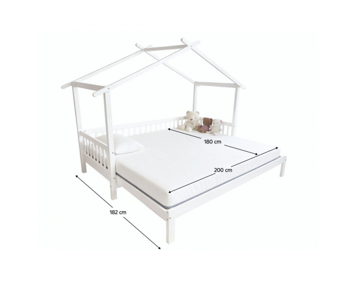 Montessori posteľ s prístelkou Kesio 90x200 cm - biela