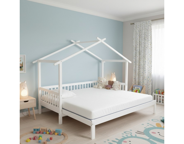 Montessori posteľ s prístelkou Kesio 90x200 cm - biela