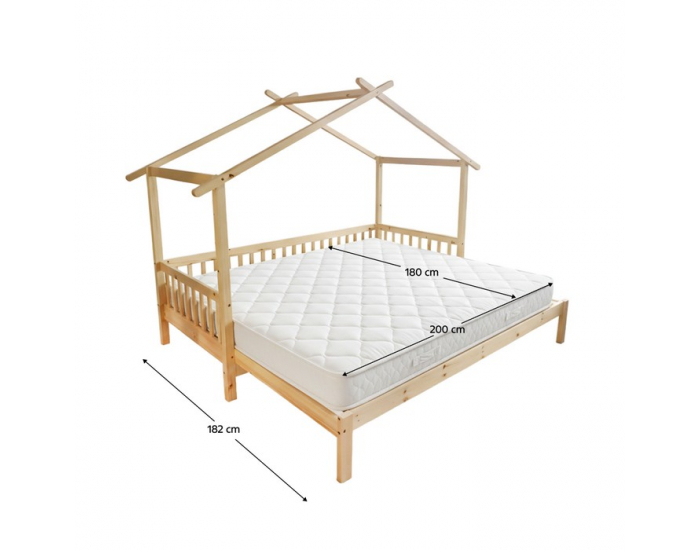 Montessori posteľ s prístelkou Kesio 90x200 cm - prírodná