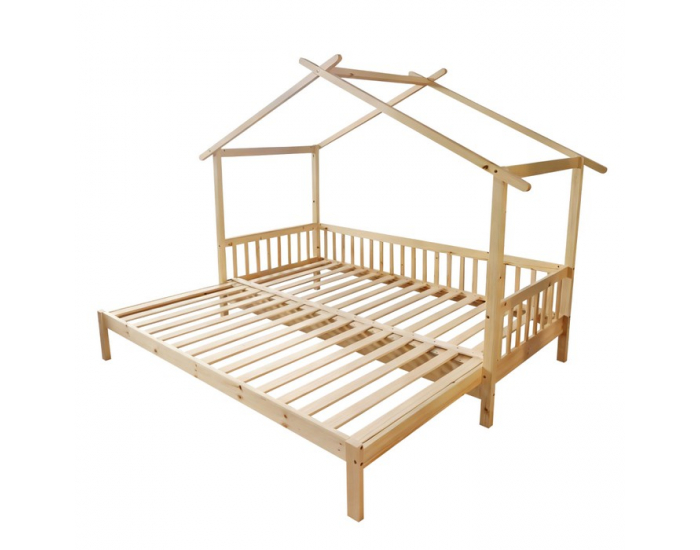 Montessori posteľ s prístelkou Kesio 90x200 cm - prírodná