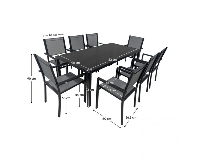 Záhradný set Kesios - sivá / čierna