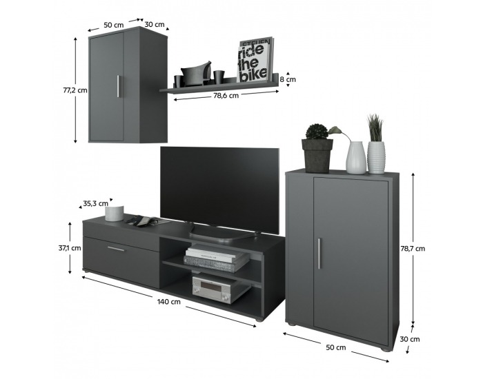 Obývacia stena Kevin - grafit