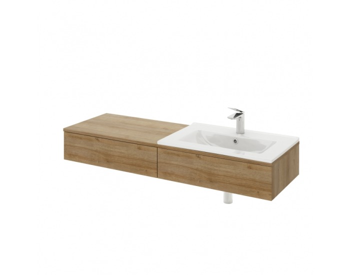 Kúpeľňová skrinka pod umývadlo Kiara US P - dub riviera / biely lesk