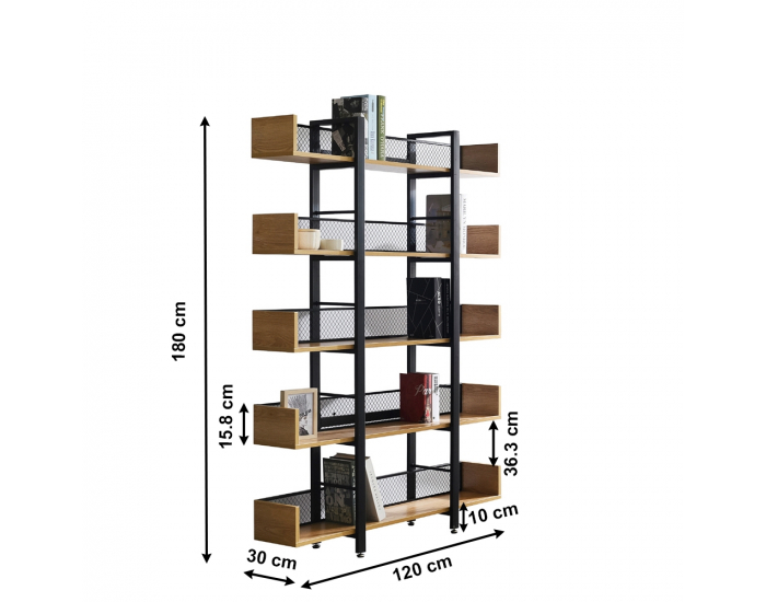 Regál Kilis Typ 2 - čierna / akácia