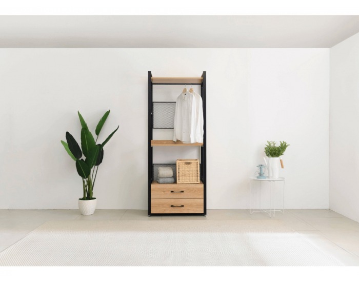 Šatníkový organizér so zásuvkami Kilos Typ 1 - čierna / akácia