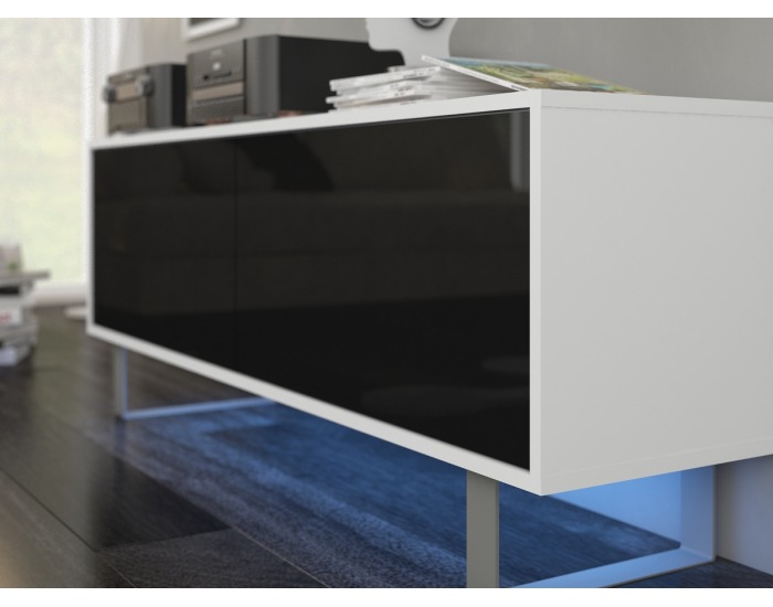 TV stolík King KIN-01 - biela / čierny lesk