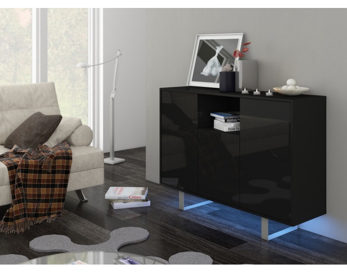 Komoda King KIN-04 - čierna / čierny lesk