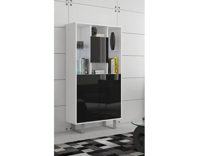 Regál King KIN-05 - biela / čierny lesk