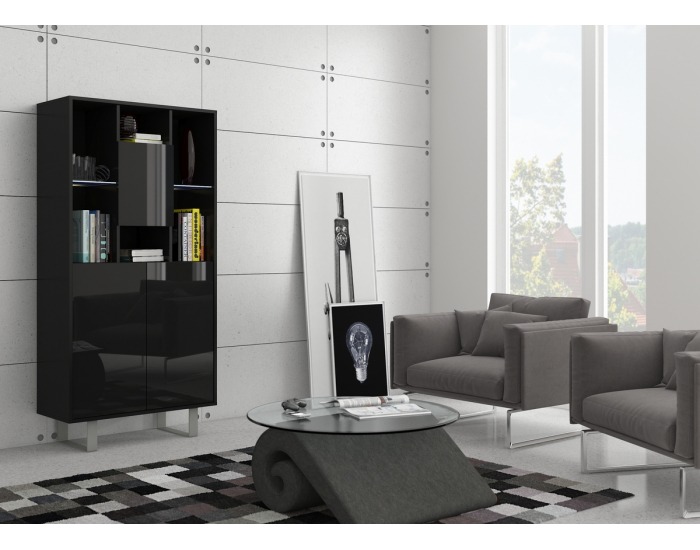 Regál King KIN-05 - čierna / čierny lesk