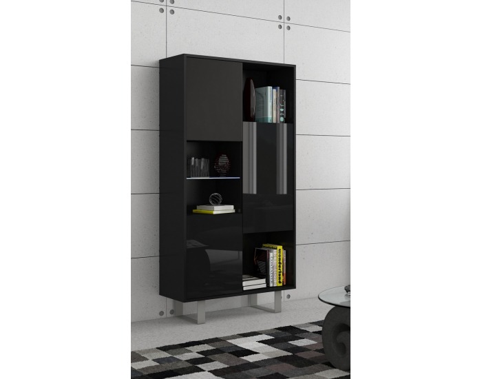 Regál King KIN-06 - čierna / čierny lesk