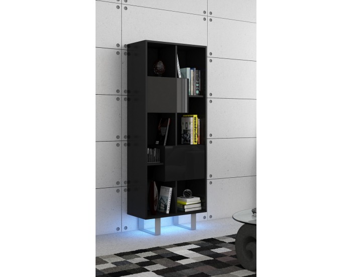 Regál King KIN-07 - čierna / čierny lesk