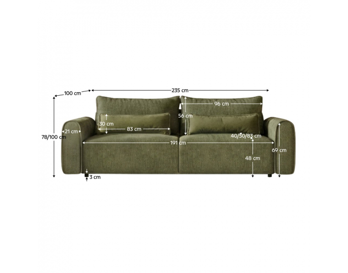 Rozkladacia pohovka s úložným priestorom Kiro Big Sofa - zelená