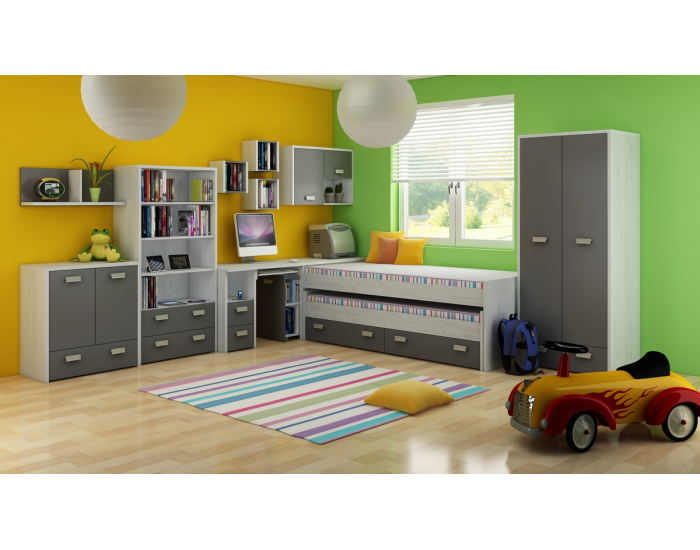 Polica (3 ks) Kitty KIT-10 - craft biely / grafit