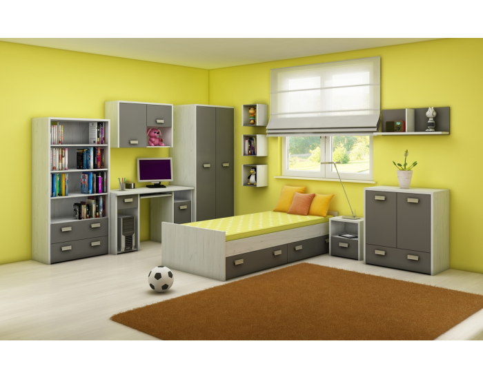 Polica (3 ks) Kitty KIT-10 - craft biely / grafit