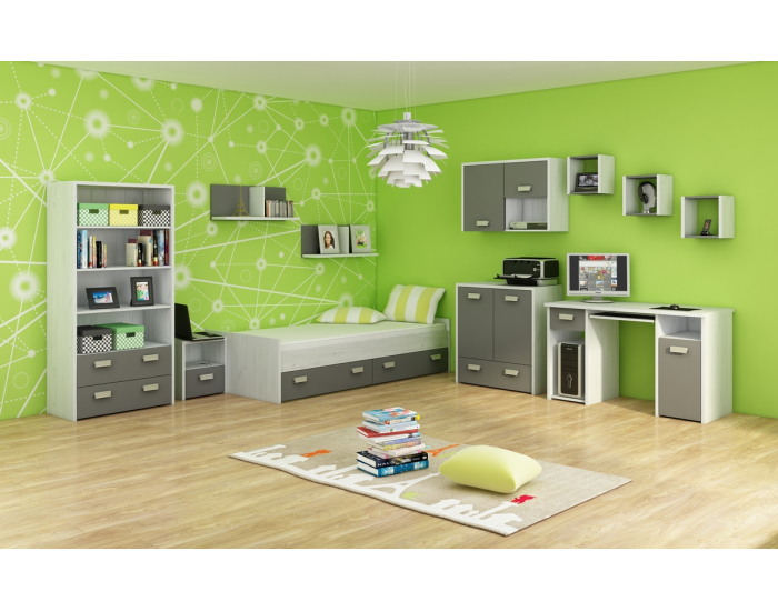 Polica (3 ks) Kitty KIT-10 - craft biely / grafit