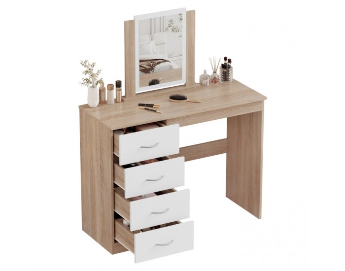 Toaletný stolík Klevis - dub sonoma / biela