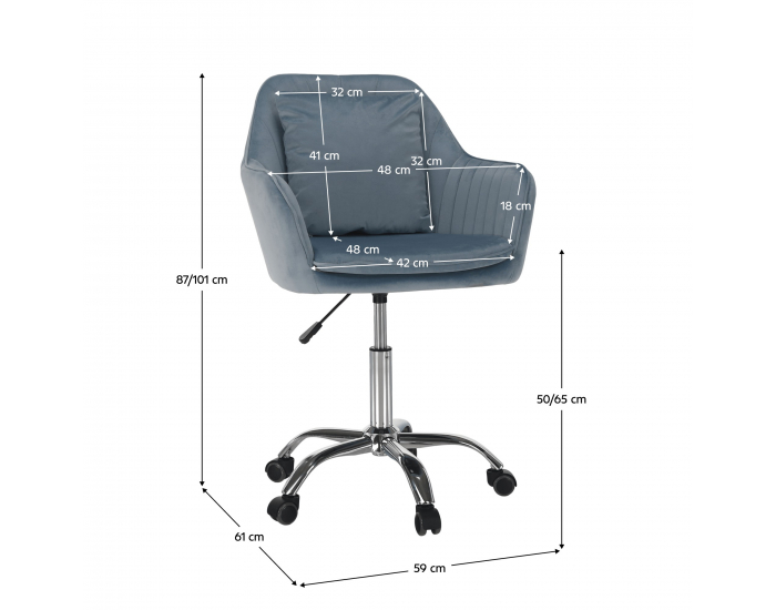 Kancelárske kreslo Klian - modrá (Velvet) / chróm