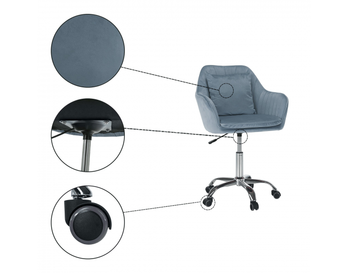 Kancelárske kreslo Klian - modrá (Velvet) / chróm