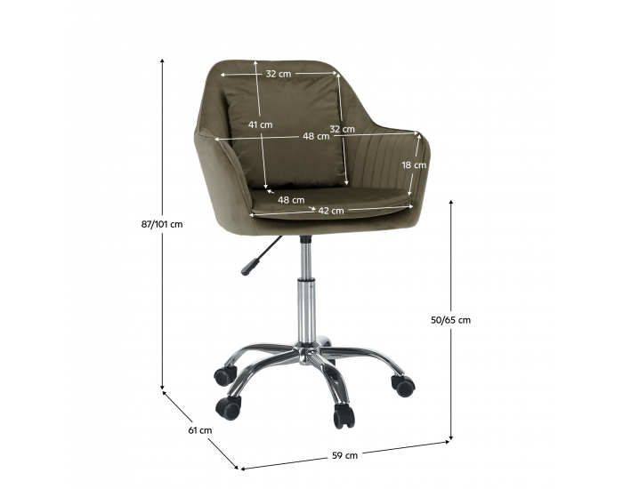 Kancelárske kreslo Klian - sivohnedá taupe (Velvet) / chróm