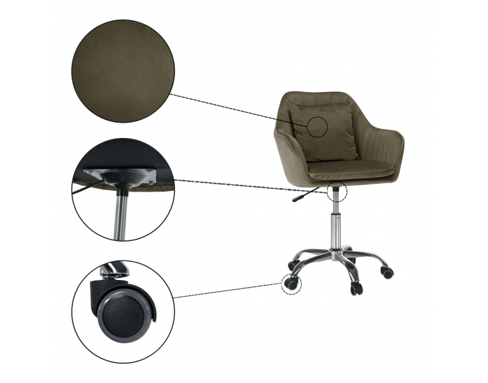 Kancelárske kreslo Klian - sivohnedá taupe (Velvet) / chróm