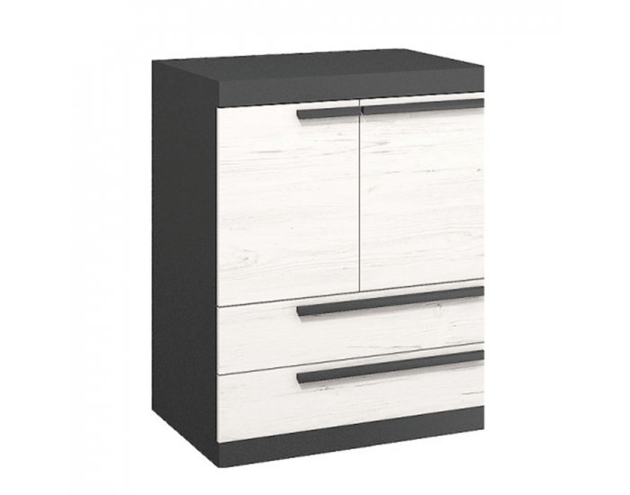 Komoda Beverly 80 - sivý grafit / sosna andersen