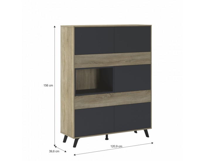 Komoda Huron - dub sonoma / sivá