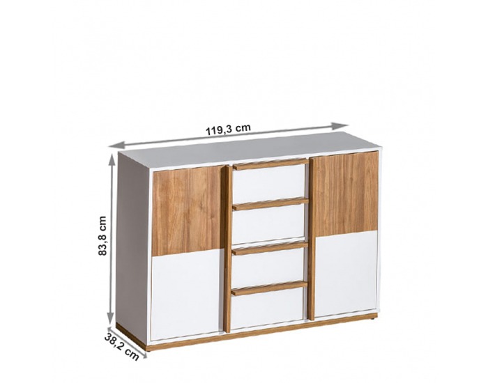 Komoda Knox E6 - biela / orech select