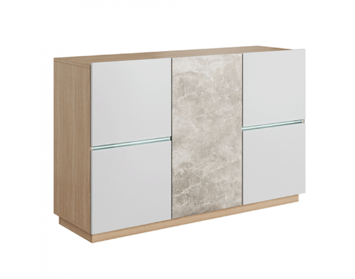 Komoda Laguna 135 - dub jantár / biely mat / betón