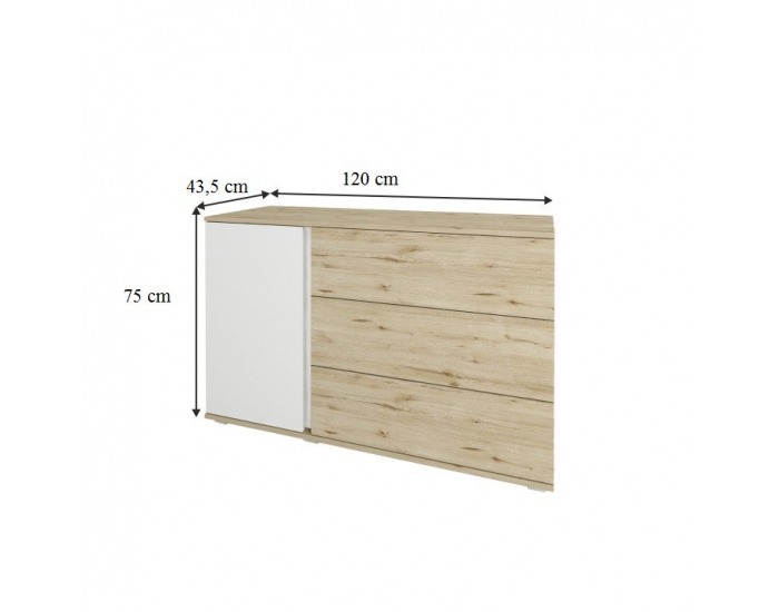 Komoda Leira 1D3S - dub wellington / biela