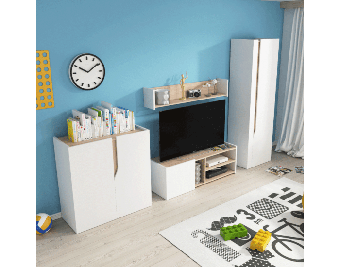 Komoda Luis 92 - biely mat / dub jantár