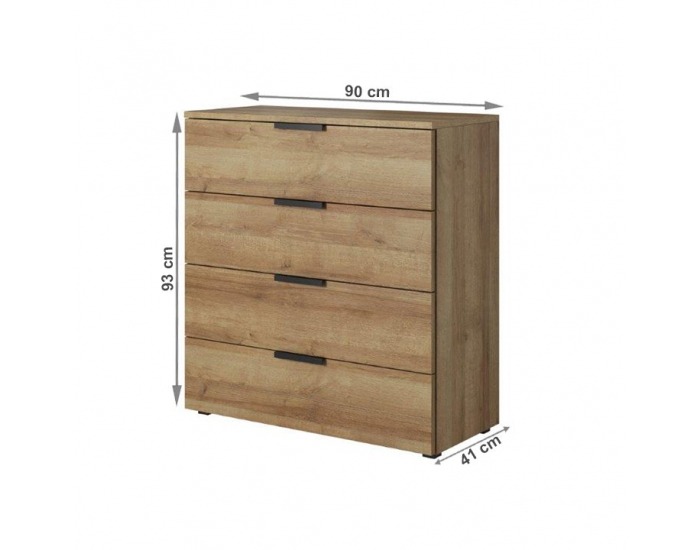 Komoda Manno 4S - dub riviera zlatý / grafit