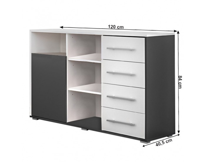 Komoda Masimo - antracit / biela