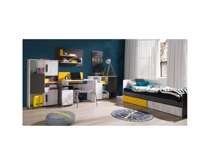 Komoda Matel B4 - biela / sivý grafit / enigma