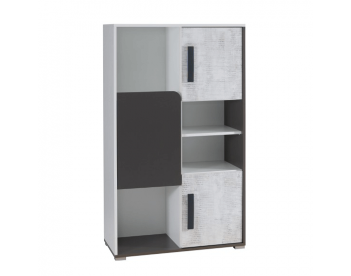 Komoda Matel B4 - biela / sivý grafit / enigma