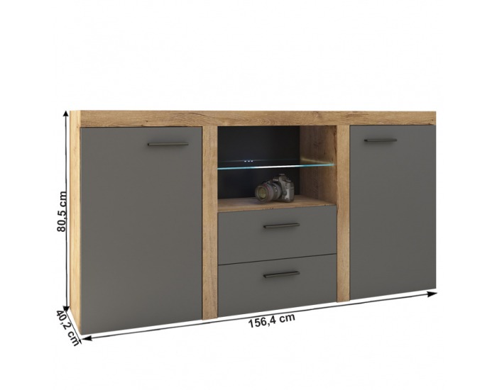 Komoda Nesebar XL - dub lefkas / grafit