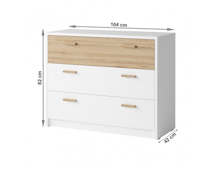 Komoda Simpla - biela / dub divoký