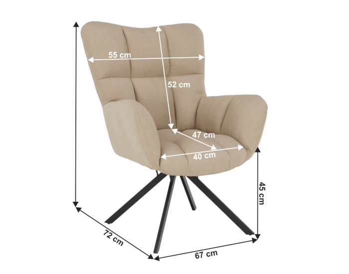 Dizajnové otočné kreslo Komodo - béžová / čierna