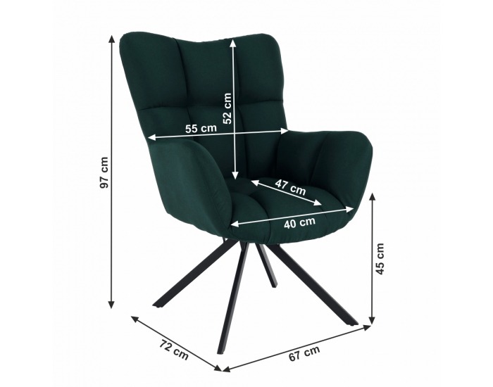Dizajnové otočné kreslo Komodo - zelená / čierna