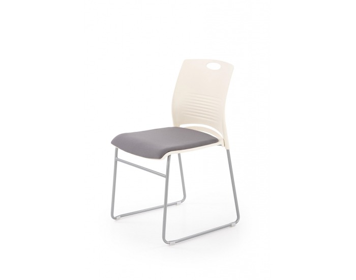 Konferenčná stolička Cali - biela / sivá / chróm