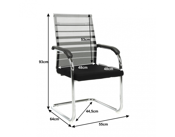 Konferenčná stolička Esin - sivá / čierna
