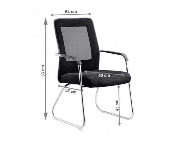 Konferenčná stolička Spazio - čierna / sivá / chróm
