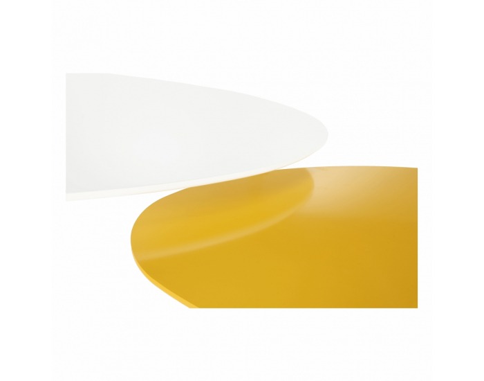 Konferenčný stolík (2 ks) Doblo - biely lesk / žltomedový lesk